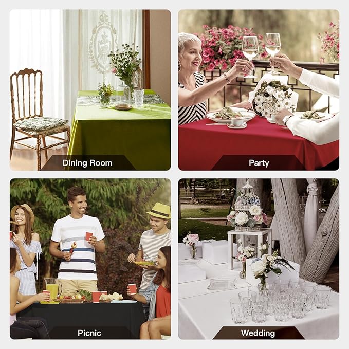 BALCONY & FALCON Rectangular Table Cloth Water Resistant Double-Sided Usable Peach-Skin Fabric Tablecloth for Weddings Holidays Dining Banquets Gardens(Black and Red, 55x70)