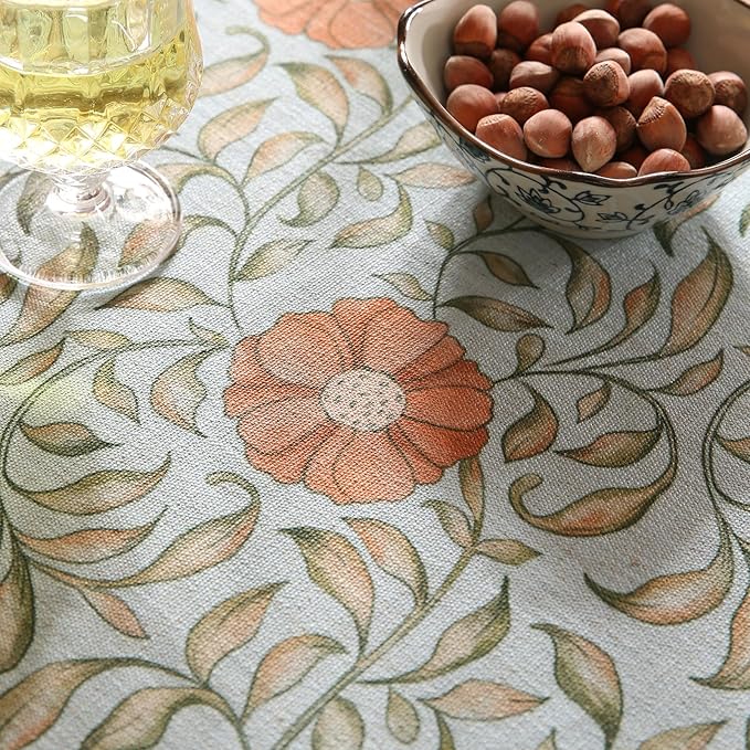 patdrea Designer French Linen Blue Round Table Cloth,Vintage Floral Tablecloth,Colorful Decoration Fall Table Cover Kitchen Dining for Party,Thanksgiving,Christmas,Diameter 55"-Wensel