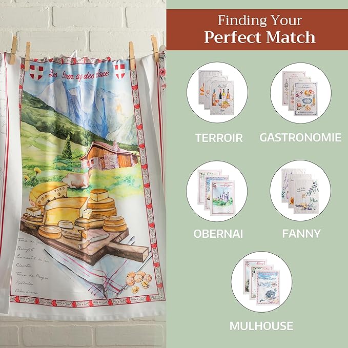 Maison d' Hermine Kitchen Towels Set of 3 100% Cotton 27.50" x 20" Reusable Cloth Tea Dish Towels Absorbent with Hanging Loop for Kitchen, Home, Dining, Cocktail Parties Spring/Summer (Ribeauville)