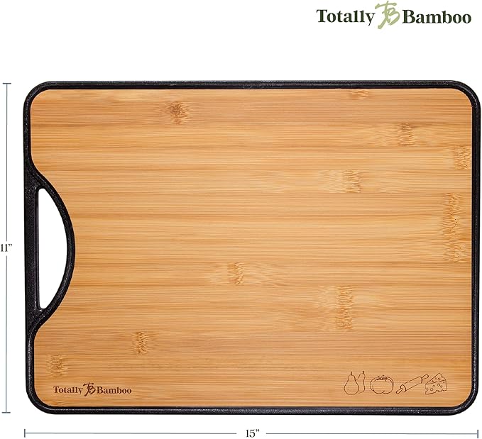 Totally Bamboo Poly-Boo Reversible Cutting Board – Dual-Sided with Bamboo & BPA-Free Poly Surfaces | 15" x 11" Meat & Vegetable Prep Board | Durable & Knife-Friendly