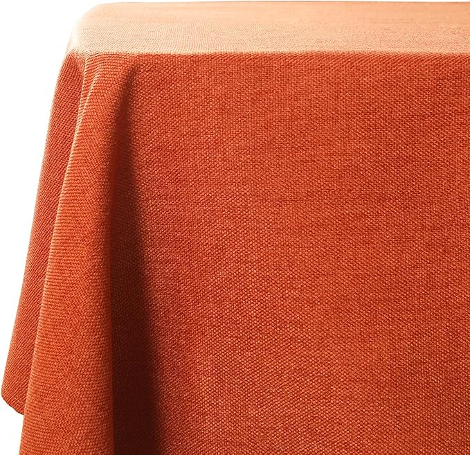 Table Cloth Rectangle Table Cover 55x71 Inches Faux Linen Wrinkle Free and Waterproof Vibrant Orange Rectangle Tablecloth for Kitchen Dining Party Buffet