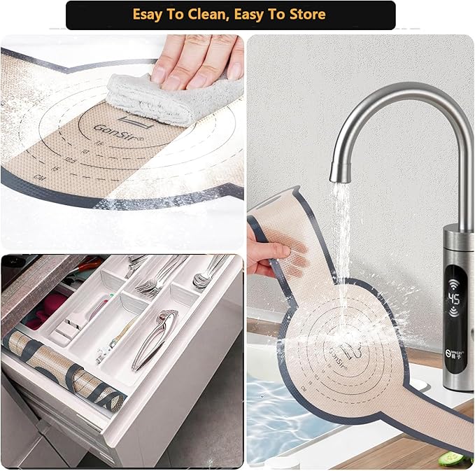 Silicone Bread Sling, Round and Oval Dutch Oven Baking Mat with Upgraded Handles, Non-Stick & Easy Clean Baking Mat to Transfer Sour Dough Easily, 2 Pcs Reusable Bread Mat Set