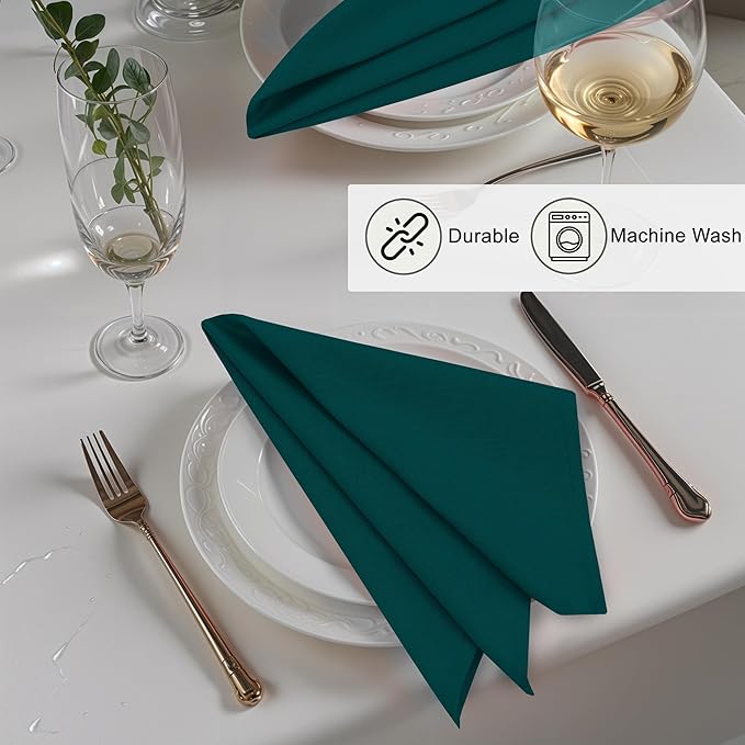 Ruvanti Linen Napkins Set of 6, 18x18 Cloth Napkins, Cotton Linen Blend Napkins Cloth Washable, Soft, Reusable Dinner Napkins for Wedding, Parties, Christmas, Thanksgiving, Everyday Use - Teal