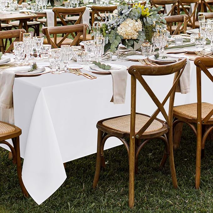 Fitable 8 Pack Rectangle Tablecloths: Stain Resistant Wrinkle Free Fabric Table Clothes, Washable Reusable Polyester Table Covers for Wedding Party Birthday Banquet Reception(White, 60x102 Inch)