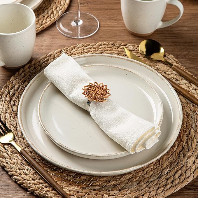 AmorArc 12oz Ceramic Coffee Mugs set of 4, Stylish Coffee Mugs with Rustic Terracotta Underside for Latte/Cappuccino/Milk/Cocoa, Dishwasher&Microwave Safe, Light Beige