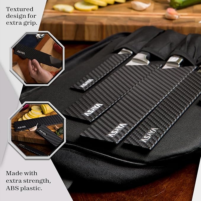 Asaya Professional Knife Edge Guards -Universal Blade Covers - Extra Strength, ABS Plastic and BPA-Free Felt Lining, non-Toxic and Food Safe - Knives Not Included (11Pcs)