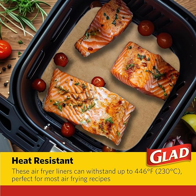 Glad Air Fryer Liners, Nonstick and Heat Resistant, Food Grade Material, Suitable for Round and Square Air Fryers, Air Fryer Accessories, 9” x 9” - 100 Count