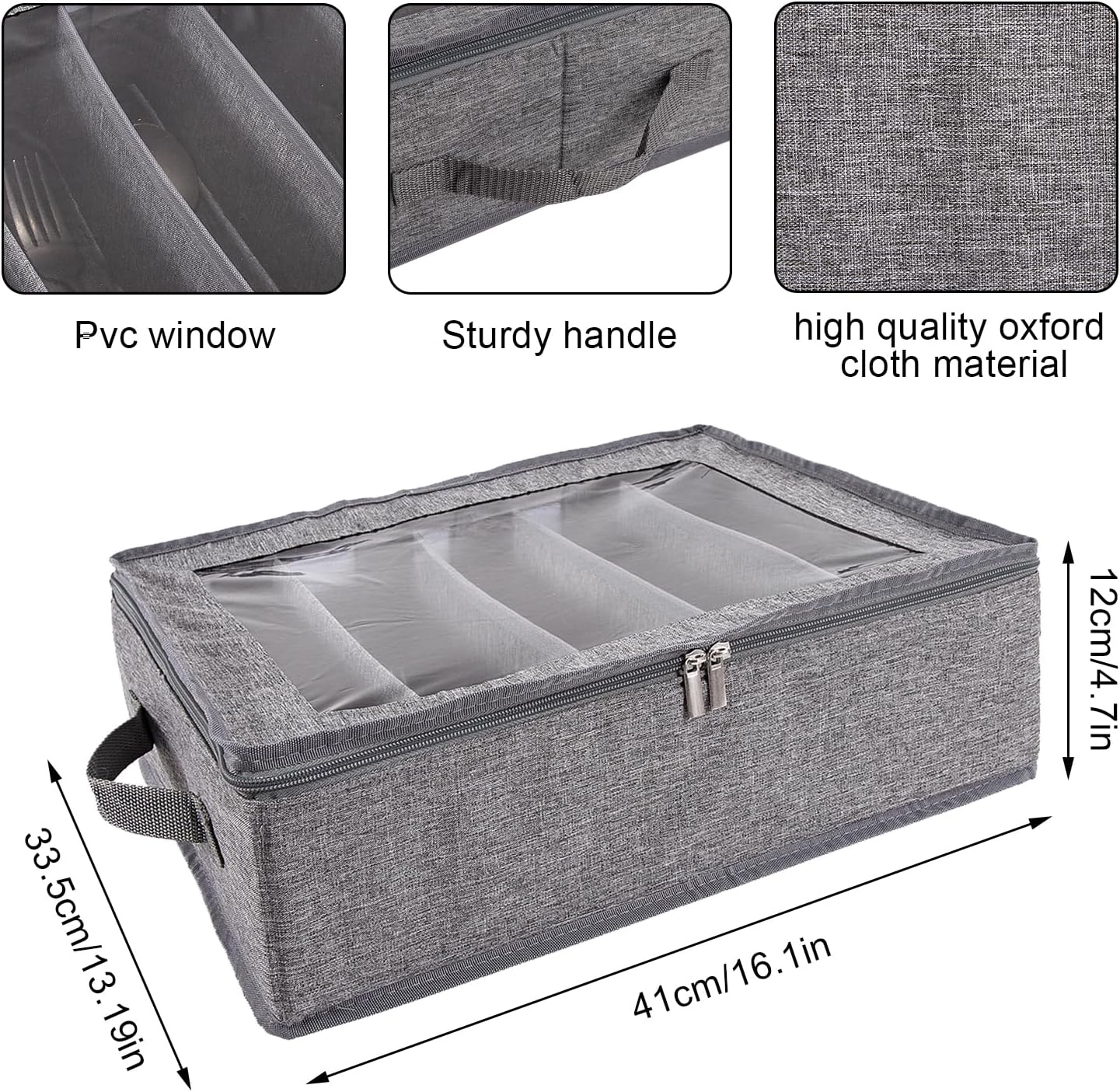 Flatware Utensil Storage Case With Adjustable Dividers,5 Compartments Zipper Flatware Storage Case, Silverware Storages Cases With Handles And Organizes Cutlery Stackable