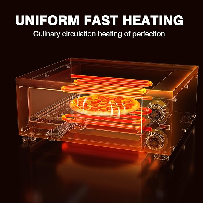 Electric Pizza Oven Indoor Countertop Pizza Oven Commercial Pizza Maker Machine for Home with Timer Stainless Steel Pizza Cooker