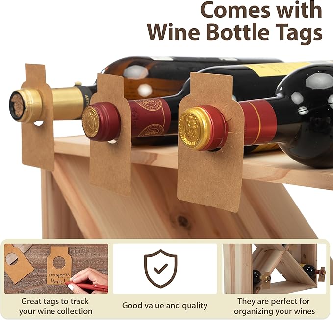 JAXPETY 96 Bottle Wine Rack Countertop Wine Storage Cube Freestanding Wine Holder Wood Storage Shelf for Home Kitchen Bar