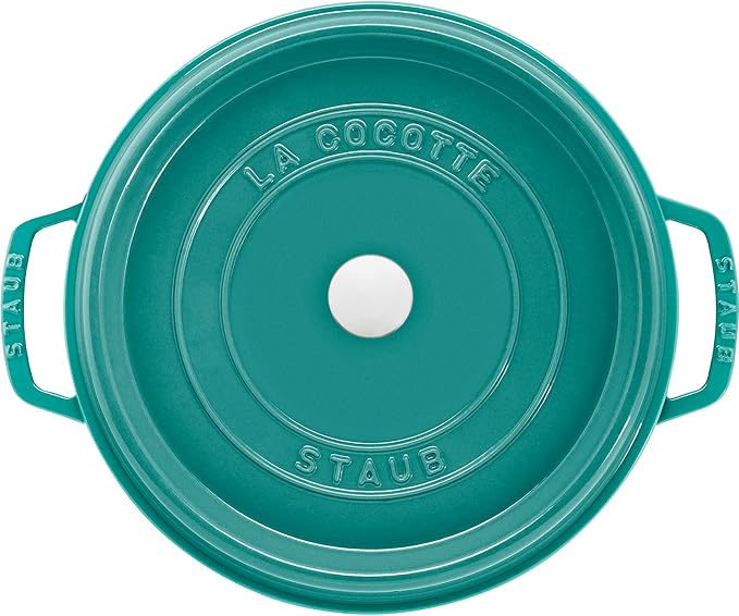 STAUB Cast Iron 7-qt Round Cocotte, Serves 7-8, Turquoise