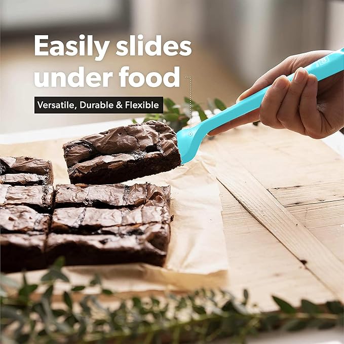 New DI ORO Silicone Turner Spatula Set - Kitchen Spatulas for Nonstick Cookware - Cooking Utensils for Flipping Eggs & Pancakes - 600°F Heat-Resistant BPA Free Turners - Dishwasher Safe (4pc, Teal)