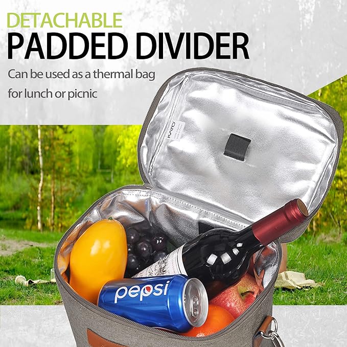 Tirrinia 4 Bottle Wine Gift Carrier - Leakproof & Insulated Padded Portable Wine Carrying Cooler Tote Bag for Travel, BYOB Restaurants, Wine Tasting, Parties, Gift for Wine Lovers, Grey