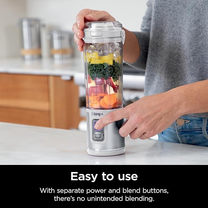 Ninja BC151WH Blast Portable Blender, Cordless, 18oz. Vessel, Personal Blender-for Shakes & Smoothies, BPA Free, Leakproof-Lid & Sip Spout, USB-C Rechargeable, Dishwasher Safe Parts, White