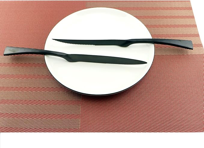 24-Piece Flatware Set,Extra Thick Heavy Duty - 18/10 Stainless Steel Cutlery Sets,High Matte Black Finish Silverware Flatware Sets Service for 4,Use for Home,Kitchen Utensil Sets