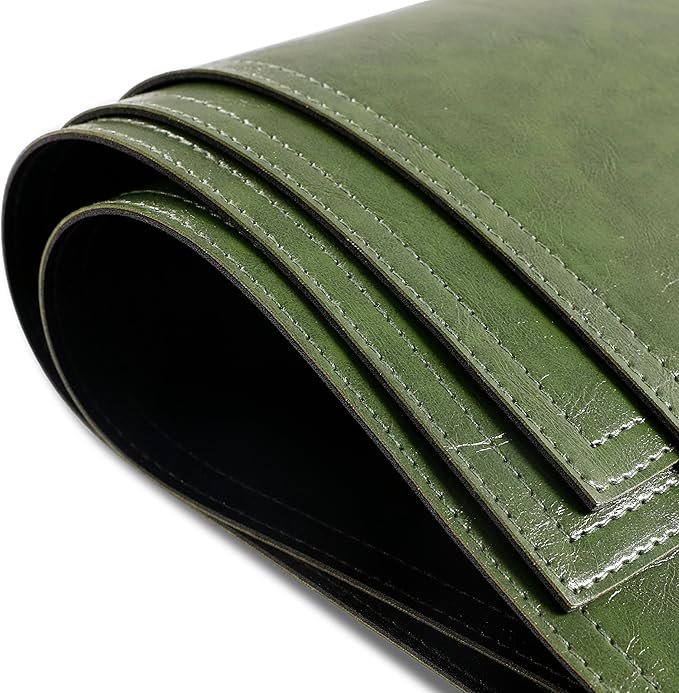 Waterproof PU Placemats, Faux Leather Dining Table Mat, Set of 4, Easy to Wipe Off Scrub Vinyl Mat, Heat & Stain Resistant for Office Conference Table, Home Decor G Loden