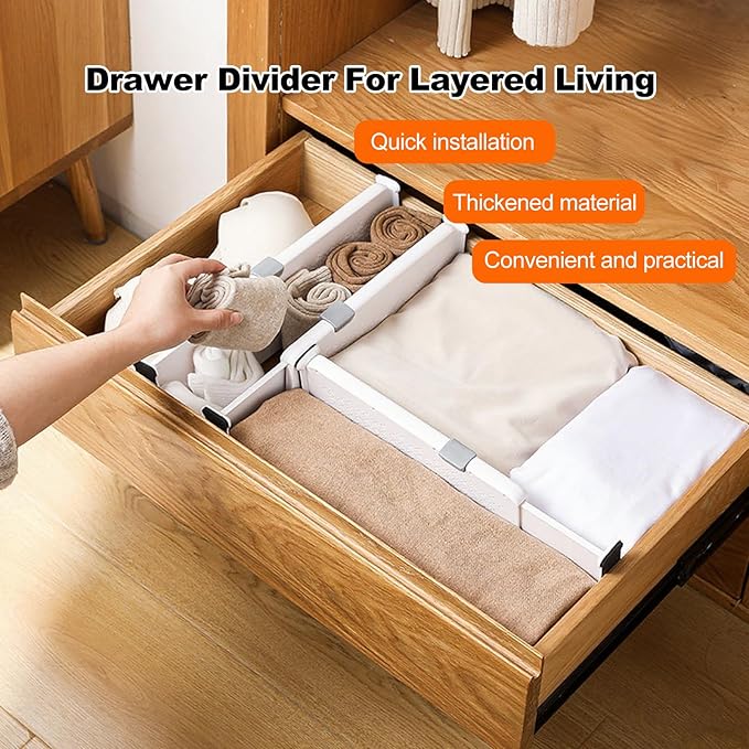5 Pack Drawer Dividers Clothes Adjustable Dresser Organizers, Expandable Drawer Separators for Dresser, Bedroom, Kitchen and Office Storage, 4" High/11-17 Long