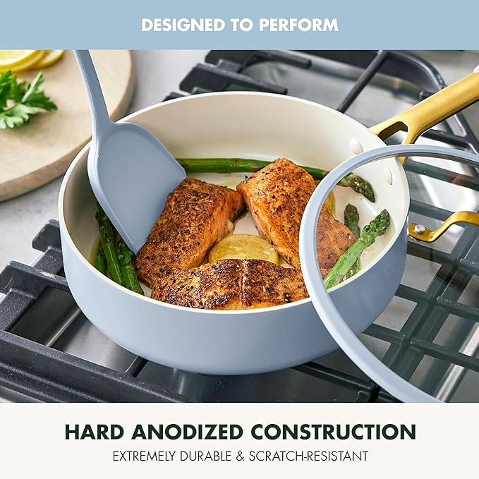 GreenPan Nonstick Reserve Pro 10 Piece Cookware Set, NSF Certified Ceramic, Hard Anodized PFAS-Free Pots & Pans Set with Lids, Stainless Steel Handles, Oven & Dishwasher Safe, Glacier Blue