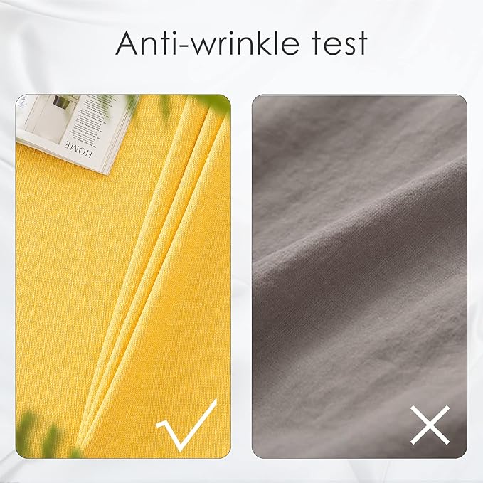 BALCONY & FALCON Rectangle Tablecloth Washable Wrinkle Resistant and Water Proof Table Cloth Decorative Linen Fabric Tablecloths for Dining Parties Kitchen Wedding and Outdoor Use (Yellow, 55x95)