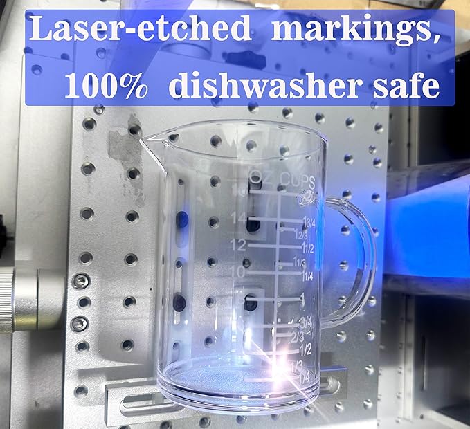 Ackers Etched Graduated Glass Measuring Cup - [Insulated Handle | V-Shaped Spout] - High Borosilicate Glass Measuring Cup for Kitchen or Dining, Easy to Read, 500 ML (16 Oz, 2 Cup)