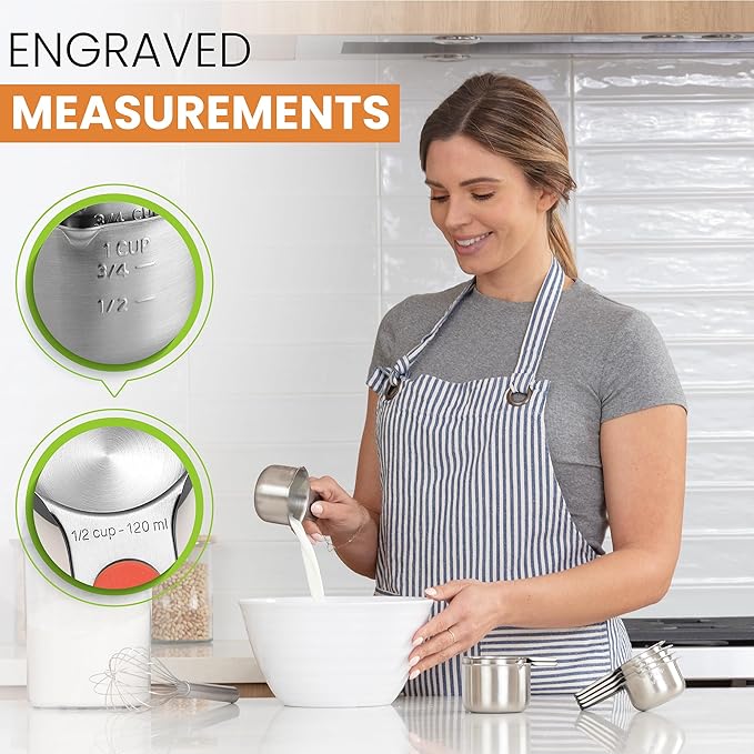 Spring Chef Magnetic Stainless Steel Measuring Cups, Patented, Kitchen Tools with Easy to Read Markings for Measuring Dry or Liquid Ingredients, Set of 7, Desert Sunset