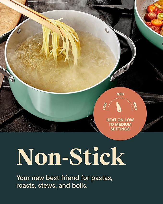 Caraway Nonstick Ceramic Dutch Oven Pot with Lid (6.5 qt, 10.5") - Non Toxic, PTFE & PFOA Free - Oven Safe & Compatible with All Stovetops (Gas, Electric & Induction) - White