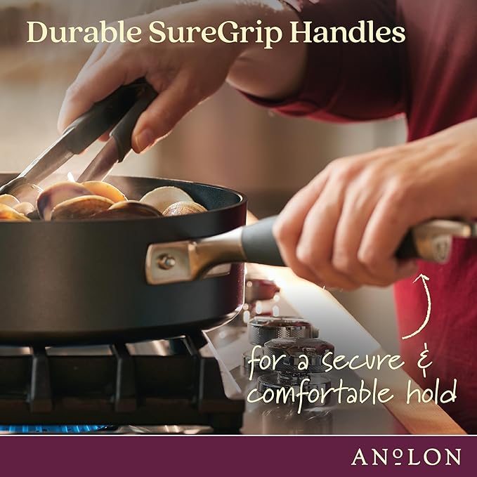 Anolon Advanced Home Hard Anodized Nonstick Cookware/Pots and Pans Set, 9 Piece - Moonstone