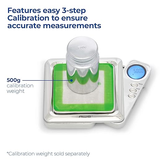 American Weigh Scales Blade Series Digital Precision Pocket Weight Scale, Gray, 650 X 0.1G (BL-650-GRY) (Silver, 1KG)