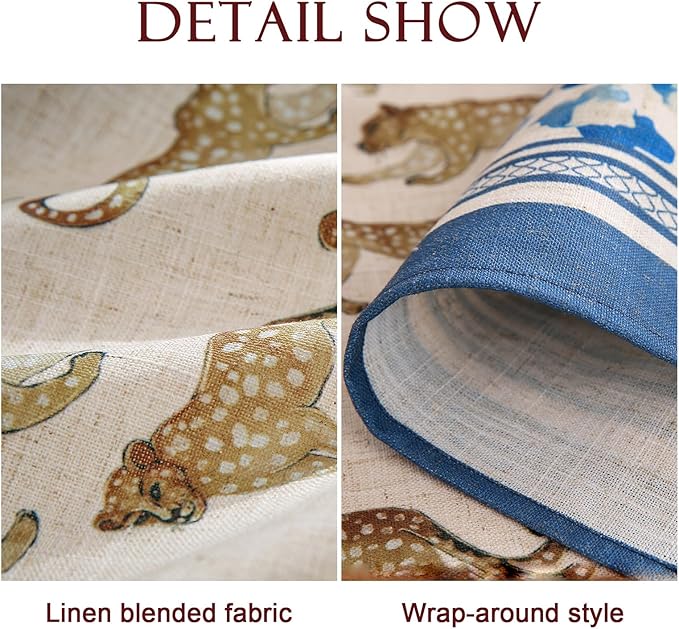 patdrea Leopard Animal Linen Table Cloth Soft Breathable Tabletop Cover Dacorative Kitchen Dining Tablecloth for Round Tables for Kitchen Dining Parties,Holiday Christmas,Diameter 67"