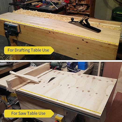 2Pcs Steel Self-Adhesive Measuring Tape, Imperial & Metric Tape Measure Sticker Ruler, Left To Right and Right To Left Stick on Tape Measure for Workbench, Woodworking, Saw & Drafting, 200cm / 78 Inch