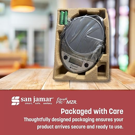 San Jamar Escali Digital Kitchen Scale, 11 lb Capacity, Tare Function, Precise Readout, Compact 8.5" x 6", Metallic Plastic (Model SCDG11M)