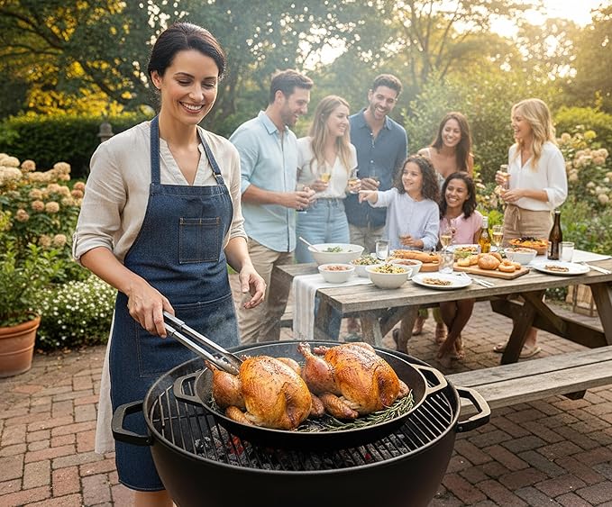 LI-GELISI 18-inch Pre-Seasoned Cast Iron Skillet - Dual Assist Handles - Nitrided Rust-Proof - For Oven, Stovetop, Grill & Campfire