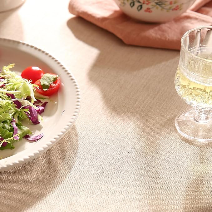 patdrea Designer Green Tablecloth for Round Tables,Vintage Linen with Leaves and Flowers Pattern Tablecloths,Farmhouse Floral Table Cover Cloth Decor for Kitchen Dining Christmas,Diameter 67"