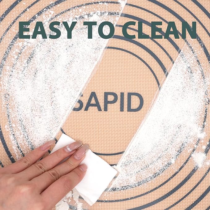 Sapid Extra Thick Silicone Pastry Mat Non-slip with Measurements for Non-stick Silicone Baking Mat Extra Large, Dough Rolling, Pie Crust, Kneading Mats, Countertop, Placement Mats (20" x 28",Gray)