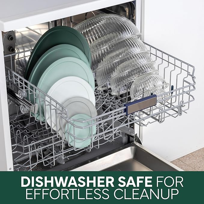 COOK WITH COLOR 12 Pc Glass Mixing Bowl Set with Lids – Borosilicate Glass Nesting Bowls for Cooking, Baking and Meal Prep, Fluted Sage