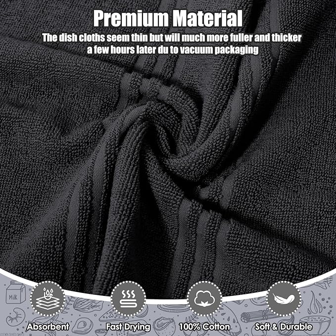 Dish Towels and Dishcloths with Oven Mitts Sets- 100% Cotton Tea Towels for Kitchen- 500 F Heat Resistant Oven Mittens 7.5"x12", Durable Dish Cloths 11.8"x11.8", Absorbent Dish Towels 13.5"x24"