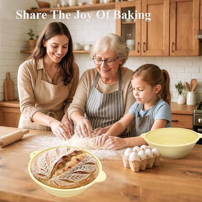 Sourdough Starter Kit,MQFORU Sourdough Bread Baking Supplies with 10" Round & 10" Oval baskets,Silicone Sourdough Bread Kit,Sour Dough Starter Kits for Bakers Wife Mom Women