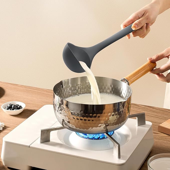 Silicone Kitchen Cooking Utensils Set: MOACC Heat Resistant 13inch Long Kitchen Gadgets, BPA Free Non Stick Rubber Cook Accessories For Food Prep, Frying, Serving, Basting (Dark Grey)