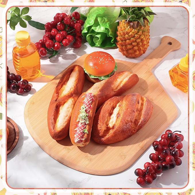 Norme 6 Pcs Bamboo Pizza Peel Set, Wooden Pizza Paddle with Handle, Wood Cutting Board, Oven Accessory for Breads, Cheese, Fruit, Vegetables, Kitchen Accessories(21.9 x 14 Inch)