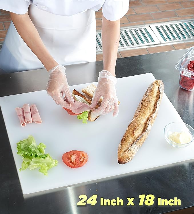 CURTA 6-Piece NSF 24" x 18" x 1/2" Multi-Colored Flexible Cutting Board Kit with Stainless steel Storage Rack, Color Coded Plastic Chopping Board with Anti Slip Surface Dishwasher Safe