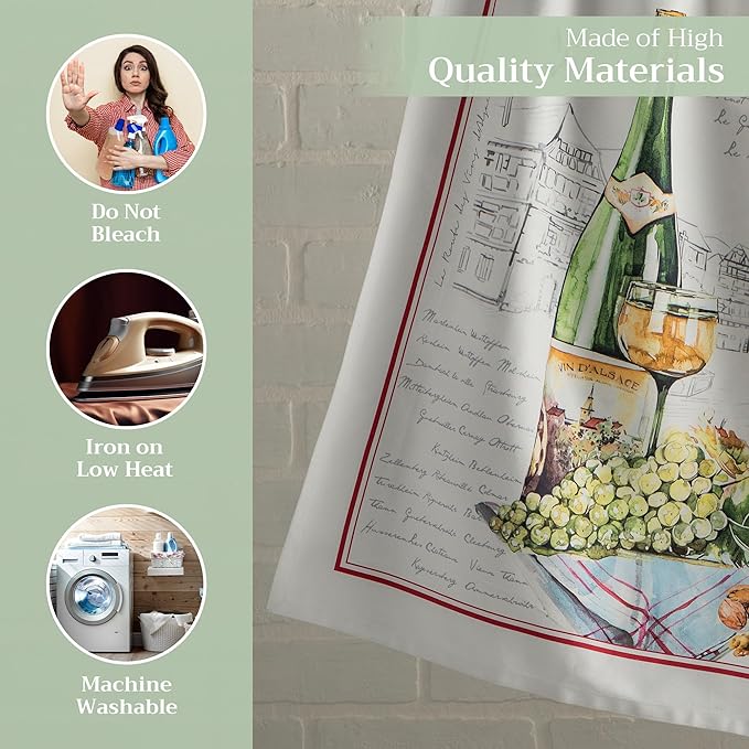 Maison d' Hermine Kitchen Towels Set of 3 100% Cotton 27.50" x 20" Reusable Cloth Tea Dish Towels Absorbent with Hanging Loop for Kitchen, Home, Dining, Cocktail Parties Spring/Summer (Ribeauville)