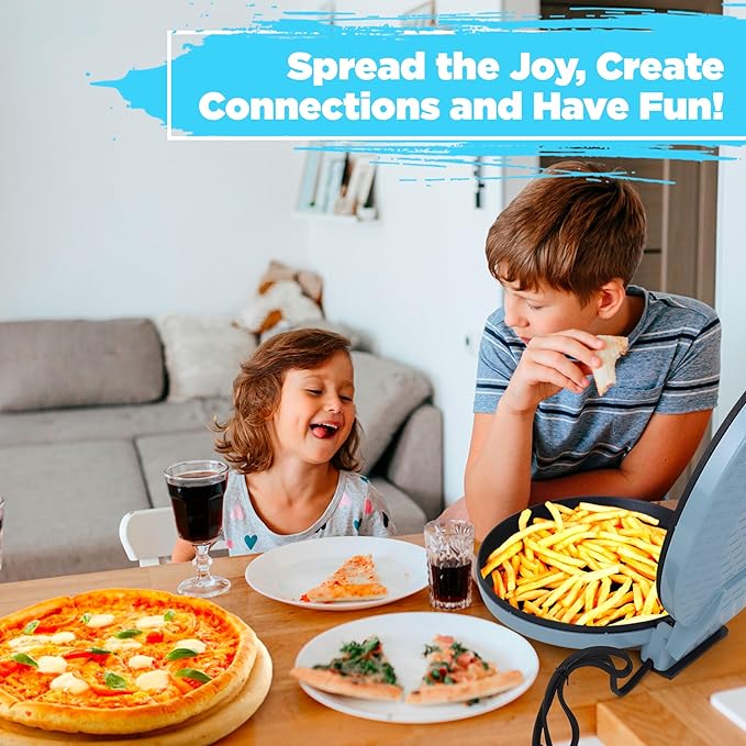 Courant Pizza Maker 12 inch Pizzas Machine, Newly improved Cool-touch Handle Non-Stick plates Pizza oven & CalzoneMaker, Electric Countertop Oven for Home or School, 12” Indoor Grill/Griddle, Teal