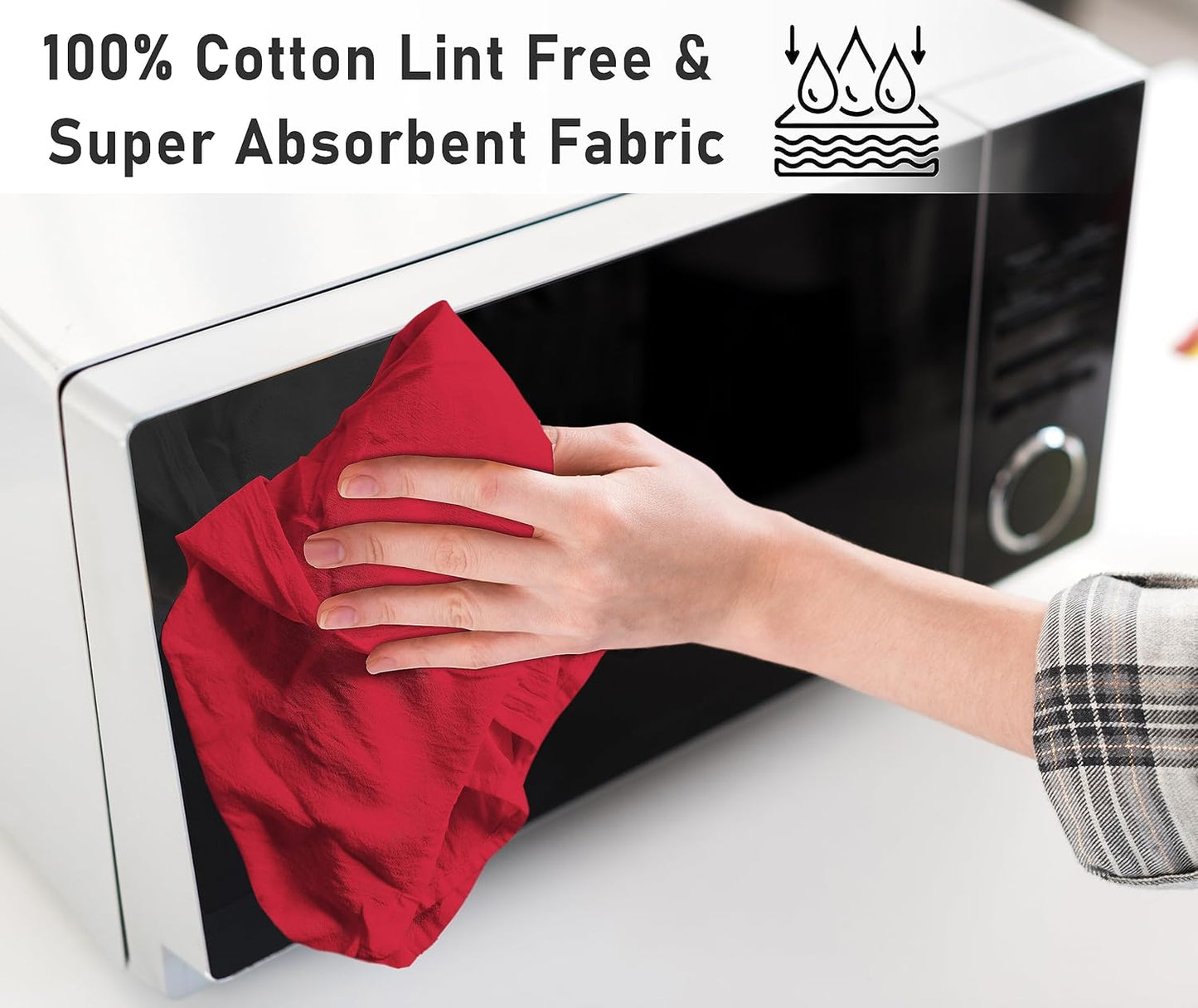 RUVANTI Flour Sack Towels 50 Pack 28x28 Inch, 100% Cotton Tea Towel, Reusable, Machine Washable, Absorbent BarTowels - Dish Cloth Perfect for Drying Dishes & Cleaning - Red