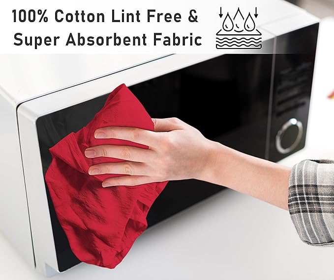 RUVANTI Flour Sack Towels 24 Pack 28x28 Inch, 100% Cotton Tea Towel, Reusable, Machine Washable, Absorbent BarTowels - Dish Cloth Perfect for Drying Dishes & Cleaning - Red