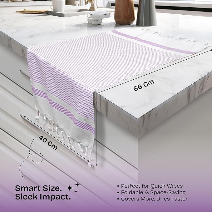 Lavender Turkish Kitchen Towels 16x26 Inch, 5 Pack, 100% Cotton, Ultra Absorbent, Soft, Fast Dry, Machine Washable, Dish Towel with Tassels for Drying Dishes, Cleaning, Everyday Use