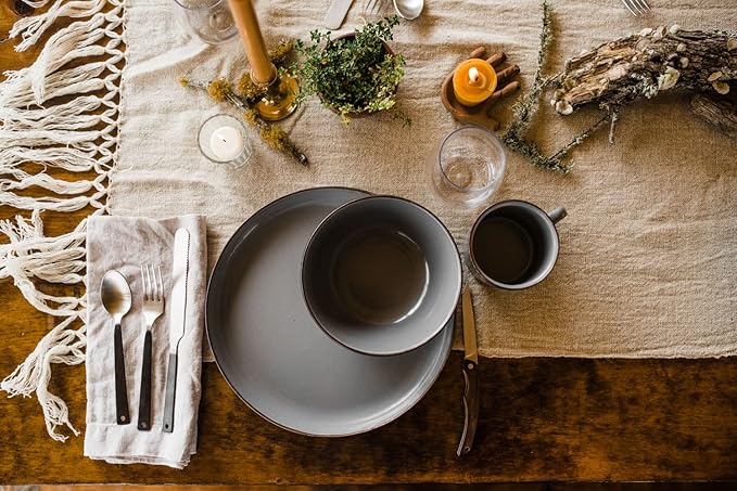 Barebones Enamel Bowl Set - Dish Set of 2 Bowls - Enamelware Set for Camping and Everyday Use (Slate Gray)