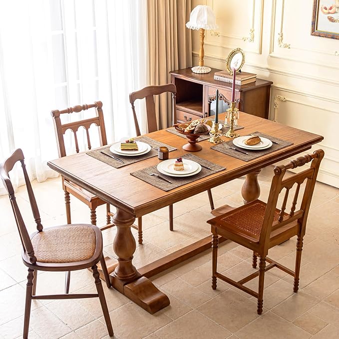 KXN Placemats Set of 8, Dual-Layer Thickened Faux Linen Table Mats, Heat Resistant & Wrinkle-Free, Machine Washable Cloth Place Mats for Kitchen Dining Indoor Outdoor (Burlap)