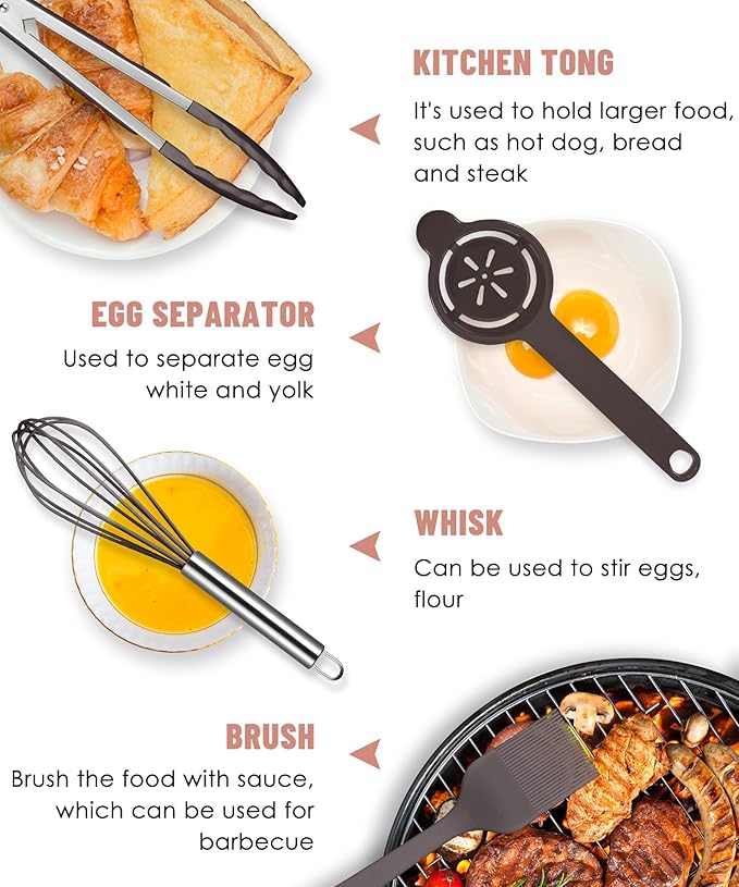 Kitchen Utensils Set-12 Pieces Silicone Cooking Utensils Set (Dishwasher Safe) 392°F Heat Resistant Spatula Set, Nonstick Cookware