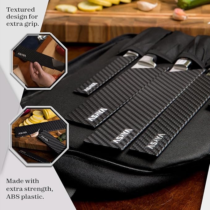 Asaya Professional Knife Edge Guards -Universal Blade Covers - Extra Strength, ABS Plastic and BPA-Free Felt Lining, non-Toxic and Food Safe - Knives Not Included (9Pcs)
