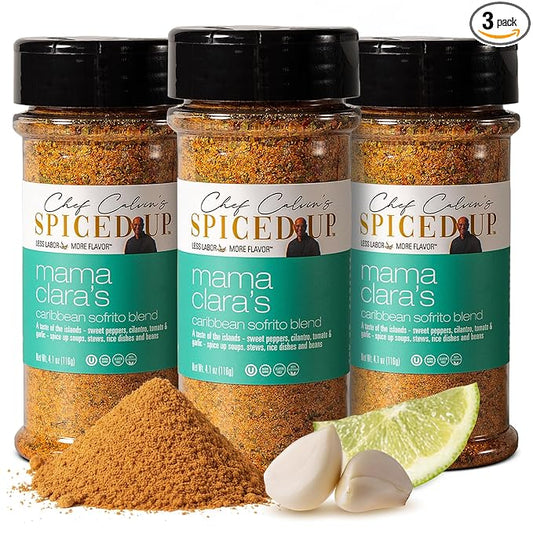 3 Pcs Mama Clara Sofrito Seasoning – Latin-Inspired Blend with Tomato, Garlic, Onion & Herbs – Bold Sofrito-Style Spice for Rice, Beans, Soups & Stews – Vegan, Non-GMO, Gluten-Free